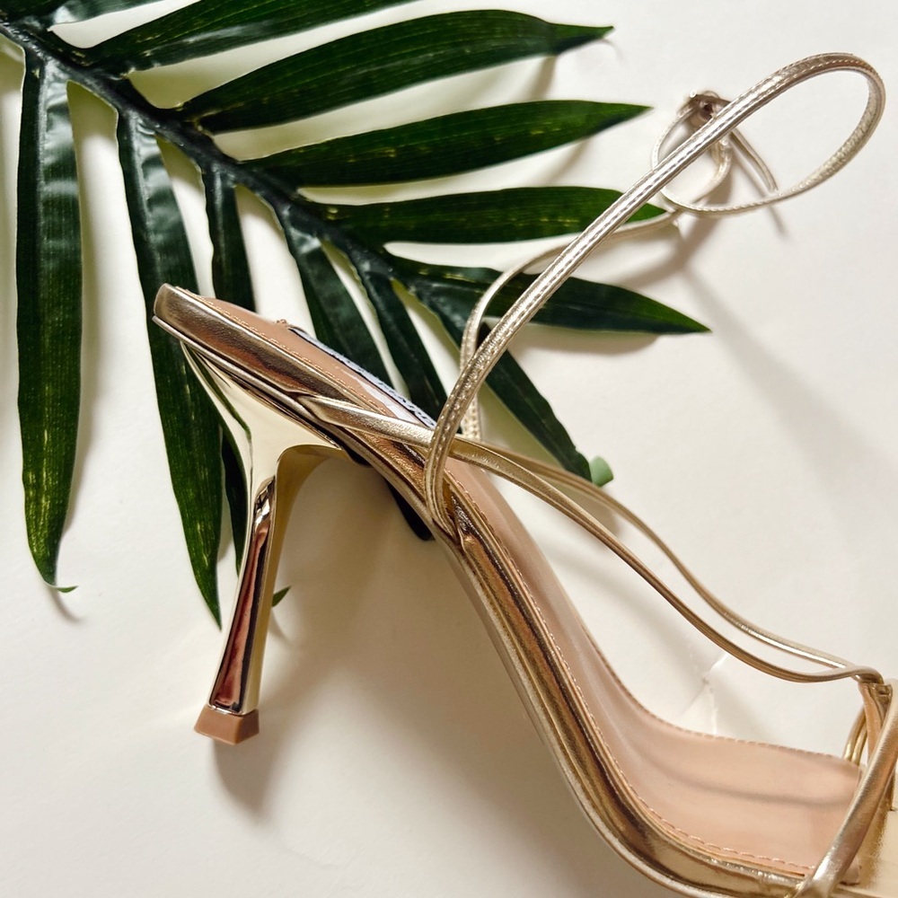 Steve Madden Gold Strappy Heels - Picture 2 of 9